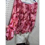 Kathy Ireland Floral Print Pleated Long Sleeve Blouse Top Women Size L Photo 4