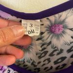 Womens Top Blouse M Medium Floral & Leopard Print Purple Black White Photo 1