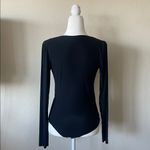 Commando  Black Long Sleeve Wrap Bodysuit – V-Neck Stretchy Minimal Chic Photo 5