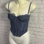 Urban Outfitters Out from Under slate blue lace corset top size medium Photo 2