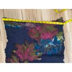 Saachi Hand Dyed Silk Wool Scarf Boho Textured Artsy Unique Colorful Blue Photo 5