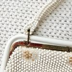 Vintage Corde Bead Bridal Snowflake Winter White Gold Clasp Top Handle Bag Photo 9