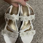 new sparkly floral bridal white wedge saandals 39 Size 8 Photo 3