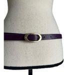 Women Blue Purple Patent Reversible Slim Belt Photo 3