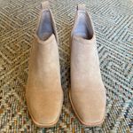 Jeffrey Campbell  Rosee Beige Taupe Suede Pull-On Ankle Boot Stacked Heel Sz 7.5 Photo 1