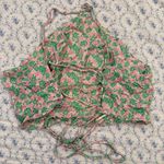 ZARA Green and Pink Flower Crop Top Photo 1