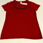 Gymboree  Women Size 10 Red Short Sleeve Sweater Ruffle‎ Trim Collar Holiday NEW Photo 0