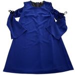 Rachel Roy Dress Womens 2 Blue Cold Shoulder‎ Bell Sleeve Shift Cocktail Party Photo 0