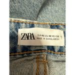 ZARA Women's Blue Distressed High Waisted Straight Crop Denim Jeans Size 10 Photo 3