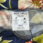 White Mark Navy with Peach Melon Flower Print Wide Leg Flowy Palazzo Pants 4X Blue Photo 6