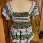 SO  Floral boho smocked peasant top Photo 6