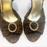Charlotte Russe Size 9 Brown Leopard Animal Print Peep Toe Jeweled Heels Photo 2