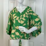 By Design Green and Cream Leaf Print Women's Top Size Small Photo 5