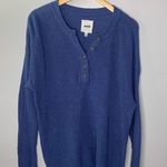 Aerie Oversized Henley Ribbed Sweater in Blue Size XS Photo 0