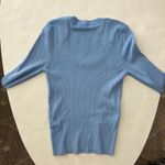 ZARA NWT Blue Long Sleeve Scoop Neck Ribbed Knit Slim Sweater Top Size Large Photo 3