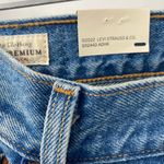 Levi's NEW  501 Crop Paint Number Flower Wavy Lined Straight Denim Blue Jeans 24 Photo 12