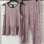 Kate Spade Pink Black Dalmatian Dot Pajama Set Top Pants Sleepwear Loungewear M Photo 0