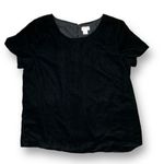 J. Crew Factory Black Velvet Scoop Neck Short Sleeve Top Size Medium Black Photo 3