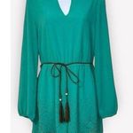 She & Sky SHE + SKY Bright Jade Green Silk Lazer Cut Belted Romper NWOT Size Large Photo 0