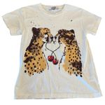 LETLUV for Anthropologie Cheetah Graphic Tee, Size XXS, New without Tag SOO White Photo 6