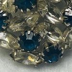 Rhinestone Vintage Pendant Shade of Blue and Clear Stones Rounded Teardrop Shape Photo 11