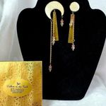 Vintage Handmade Artisan Clay Metal Beaded Statement Earrings Unique Artsy Gold Photo 0