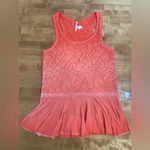 Free People  Rally Tank‎ Top Orange Perforated Peplum Summer Tank EUC XS Photo 3
