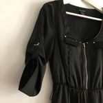 White House | Black Market WHBM Moto Zipped‎ Front Rolled Sleeve Sheath Dress Black Midi Womens Size… Photo 3