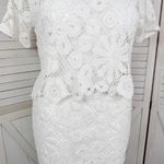 Lumiere Crochet Lace Crop Top Midi Pencil Skirt Set White Large Boho Photo 5