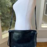 Vintage 80’s 90’s Magid Navy Blue Leather Double Strap Brass Rectangular Purse Photo 4