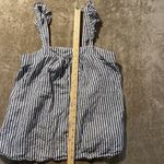 Old Navy  Shirt Womens Medium Linen Ruffle Trim Sleeveless Tank Top Blue Striped Photo 6