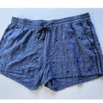 Old Navy Linen Blend Chambray Shorts Boho XL Pull On Embroidered Drawstring Photo 5