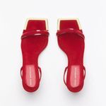 Good American Red Suede Standout Square Toe Slingback Heels Photo 2