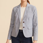 J.Crew  Women's Light Blue Linen Blend  Buttoned Blazer.   Size-2 Photo 0