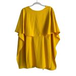 ZARA Women's Open Back Yellow Ruffle Cape Mini Dress Size Small Modest Photo 1