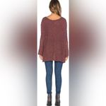 Free People  Pretty‎ Pointelle Open-Knit Vee Sweater in Rose Glow Size Medium Photo 4