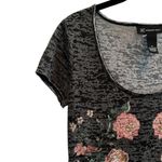 INC  international Vintage Y2K Scoop Neck Burnout Top Floral Sequin Size Small Photo 2