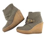 Stella McCartney Taupe Suede Platform Wedge Ankle Boots Size 36 Photo 3