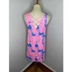 Lilly Pulitzer Kristen Swing Dress Pima Cotton Pineapple Pink Blue Haven Small S Photo 2