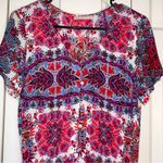 Altar'd State Altar’d State Pink Boho Festival Romper Floral V-Neck Tassel Drawstring, Small Photo 2