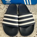 Adidas NIB Adilette Navy Blue & White Slides Sandals Size 5 Photo 1
