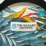 Tori Richard  Uniforms Teal Blue Palm Leaf Print Hawaiian Button Down Shirt S Photo 1