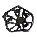 Vintage Brutalist Nouveau Gold Tone Brooch Bright Carnelian Center Stone Silver Photo 6