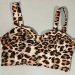 Brown Tan Cheetah Leopard Animal Print Crop Tank Top Shirt Blouse Size S 🤎✨ Photo 0