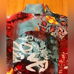 St. John Sport Marie Gray Button Up Jacket Pop Art To Wear Luxury Red Aqua Medium Photo 10