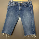 PINK - Victoria's Secret  Capri Jeans Womens 0R Blue Frayed Raw Hem Denim Photo 0