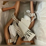 ZARA NWT  Rhinestone Strap Heeled Leather Sandals size 37 6.5 US Photo 4