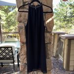 Naked Zebra  LARGE Black High Ruffle Neck Halter Sleeveless Mini Dress LBD Photo 5