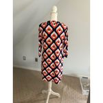 Tracy Negoshian Geometric Print Dress Keyhole Neckline 3/4 Sleeve Size L Photo 1