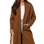 ANRABESS OPEN FRONT KNIT LONG SLEEVE LAPEL CASUAL SOLID SWEATER CARDIGAN JACKET Brown Size L Photo 1